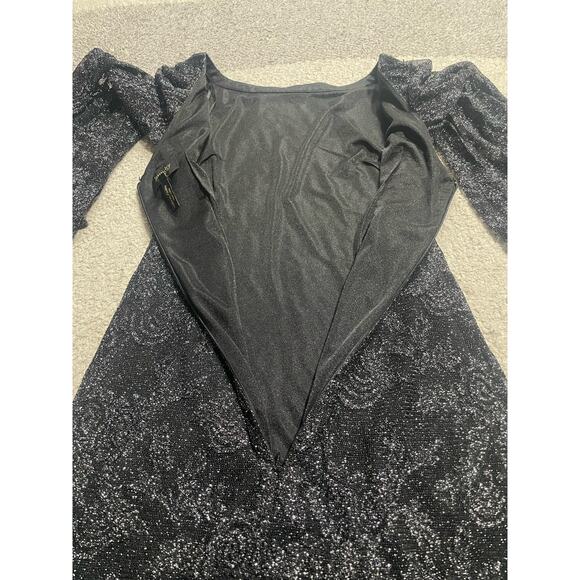 Laundry By Shelli Segal Dress Womens 4 Black Silver Sparkles New Years Eve NYE - Picture 13 of 14